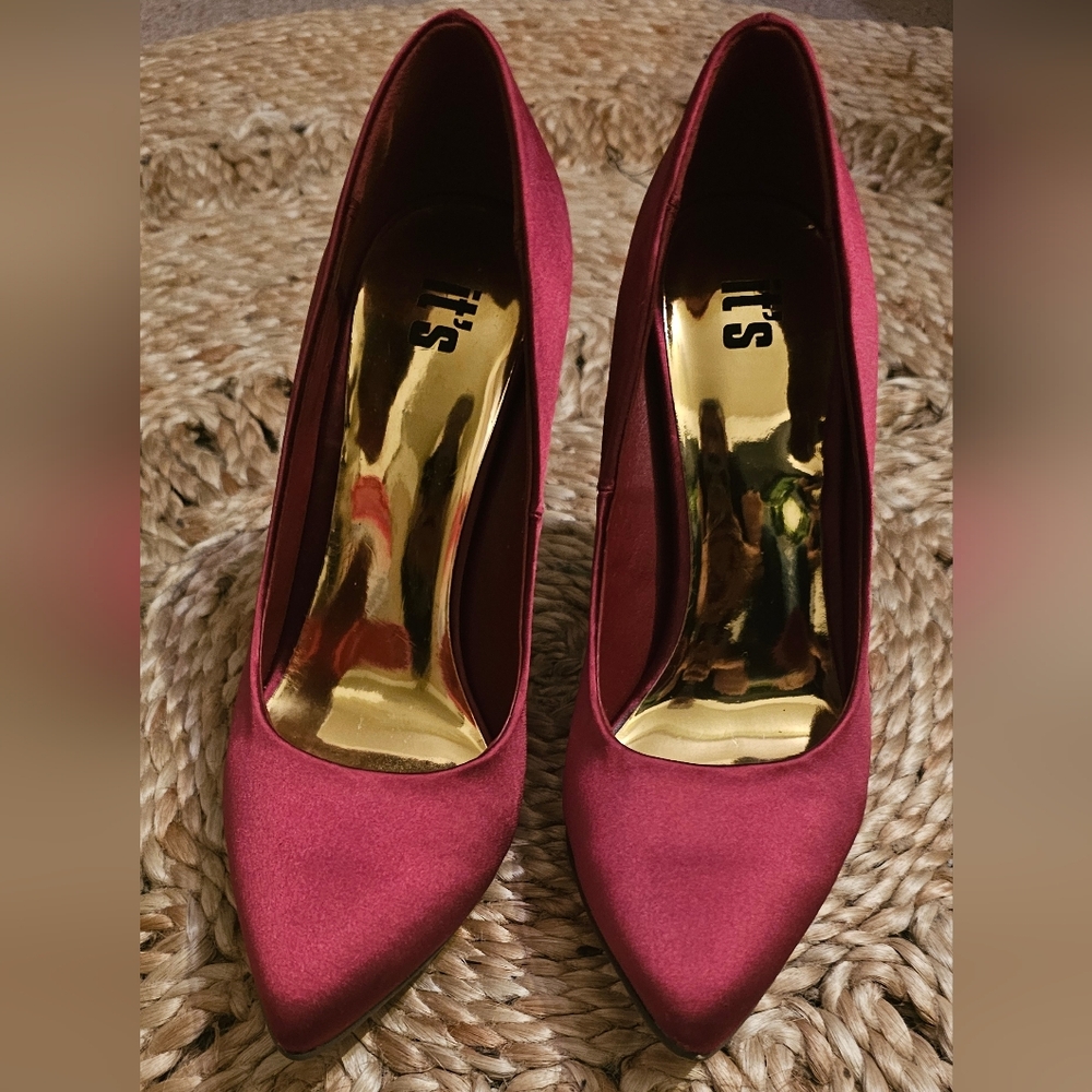 Elegant Red Satin Women's Heels